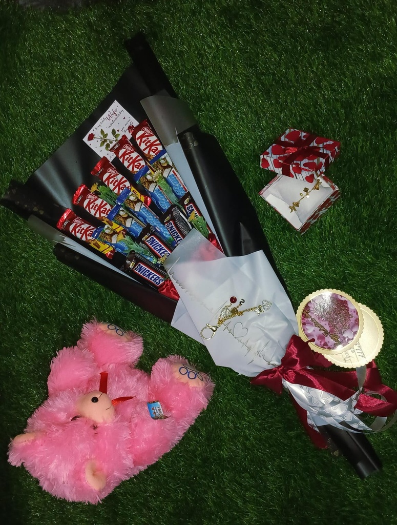Surprise Delivery  Chocolate Bouquet, Bracelet, Teddy , Phone Key Chain