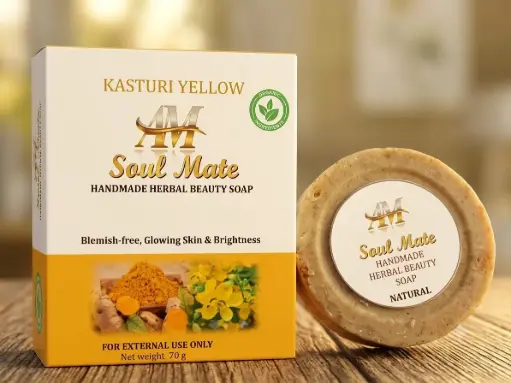 Am Soul Mate Kasturi Yellow Handmade Herbal Beauty Soap